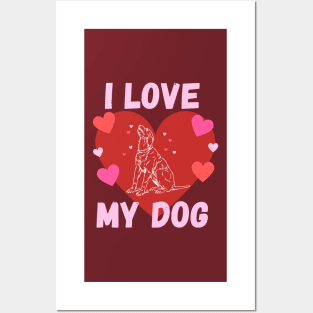 I love my dog love hearts design Posters and Art